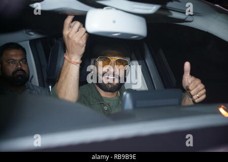 Mumbai,India, 7th jan 2019 : Bollywood actor Ranveer singh came to karan jahor  house for film SIMBA success party aat khar in Mumbai india on 7th jan 2019 . Photo by Prodip Guha Stock Photo