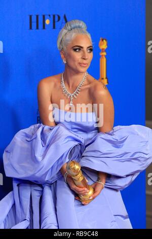 Lady Gaga at the 76th Golden Globe Awards during the red carpet arrivals held at the Beverly Hilton on January 6 2019 in Beverly Hills CA. Photo by Sthanlee Mirador Sipa USA Stock