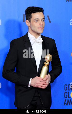 Beverly Hills, CA. 6th Jan, 2019. Rami Malek in the press room for 76th Annual Golden Globe Awards, The Beverly Hilton, Beverly Hills, CA January 6, 2019. Credit: Priscilla Grant/Everett Collection/Alamy Live News Stock Photo