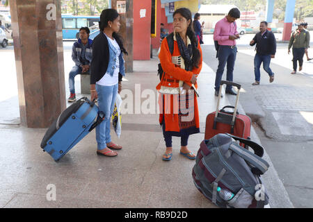 Bangalore, India. 8th Jan, 2019. Passengers are stranded at a main bus station in Bangalore, India, Jan. 8, 2019. A two-day nationwide strike called by Central Trade Unions (CTUs) began Tuesday in India to protest against the government's alleged anti-worker policies and unilateral labor reforms. Credit: Stringer/Xinhua/Alamy Live News Stock Photo