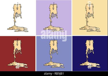 pattern for a tattoo or t-shirt a burning candle on different backgrounds Stock Vector