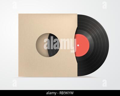 Classic design template with vinyl and Cover Mockup on white bac Stock Vector