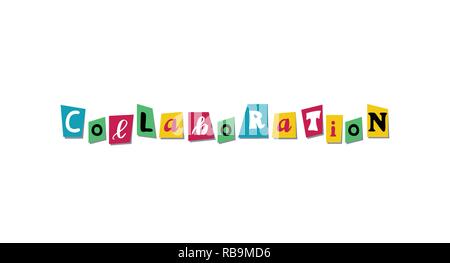 Collaboration word colorful cut newspaper symbols design Stock Vector