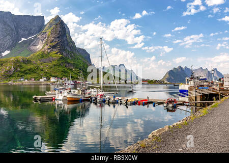 Small harbor in Reine, small villlage of Lofoten islands, Norway Stock Photo