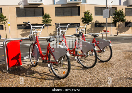 Gibraltar Redibike Bicycles, Bicycle Sharing Scheme, bicycles in parking station, Gibraltar. Stock Photo