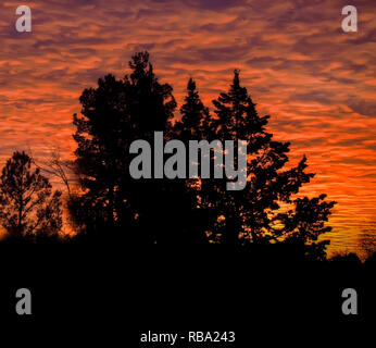 Rare dramatic sunrise in Alpine, far west Texas Stock Photo