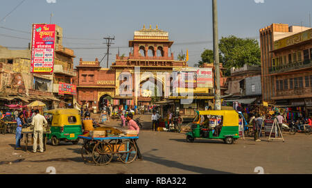 Jodhpur, India - Nov 6, 2017. Ghanta Ghar Market in Jodhpur, India. Jodhpur is the second largest city in state of Rajasthan. Stock Photo