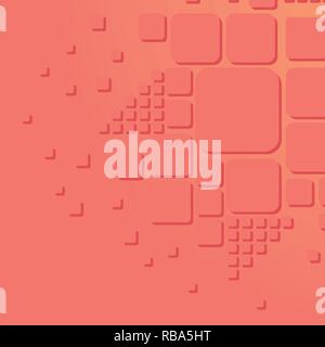 Geometrical modern vector pattern with rounded squares in Living Coral trend color. Stock Vector