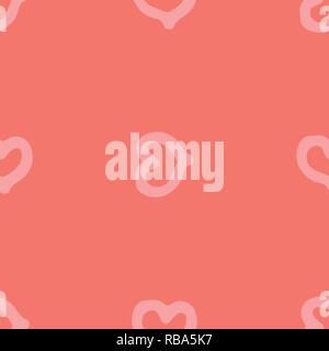 Modern seamless vector with heart shapes that can be used as a card, poster or banner design. Illustration in coral color. Stock Vector
