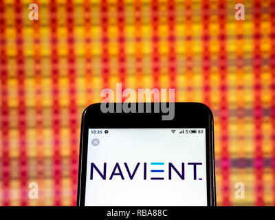 Navient Corporation logo seen displayed on smart phone Stock Photo