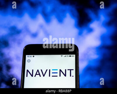 Navient Corporation logo seen displayed on smart phone Stock Photo