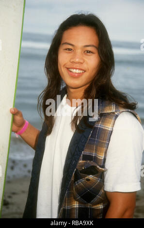 MALIBU, CA - JULY 25: Actor Ernie Reyes Jr. attends 3rd Annual Celebrity Surfing Competition event on July 25, 1993 at Malibu Surfrider Beach in Malibu, California. Photo by Barry King/Alamy Stock Photo Stock Photo