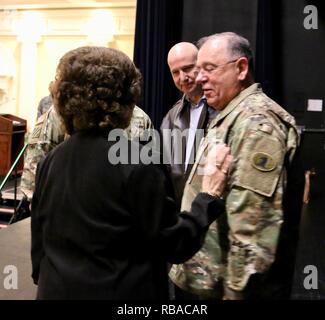 Mrs. Jane Vavala pins Lt. Gen. rank on Maj. Gen. Frank Vavala following the promotion order issued by Governor Jack Markell at the annual Senior Leaders Conference at the Dover Downs Hotel and Casino on Saturday, January 7, 2017. Stock Photo
