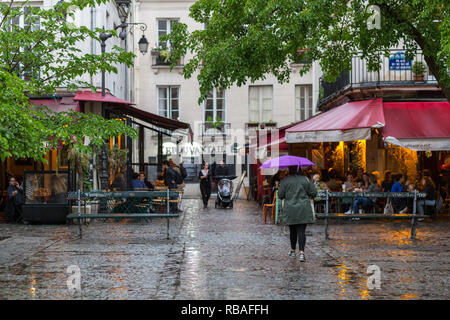 Rainy day in the streets Paris Stock Photo