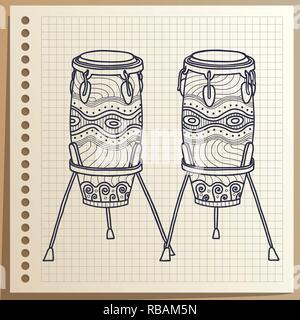 African drums. Musical Instrument. Percussion. Congas vector illustration. Stock Vector