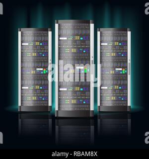Server room, hosting data center, cloud database technology Stock Vector