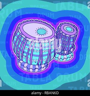 Musical instruments. Tabla drums. Percussion. Vector illustration. Stock Vector