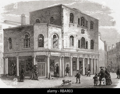 The old King's Weigh House Chapel, Little Eastcheap, London, England, seen here in the 19th century before the site was site was required for widening the approaches to London Bridge.  From London Pictures, published 1890 Stock Photo