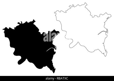 Thai Binh Province (Socialist Republic of Vietnam, Subdivisions of Vietnam) map vector illustration, scribble sketch Tinh Thai Binh map Stock Vector