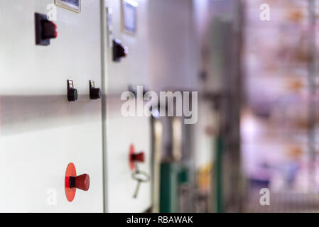Electrical cabinet equipment in food packaging industry . Stock Photo