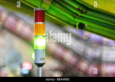 Warning lights alarm at Automated Machinery Production in Factory . Stock Photo