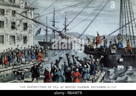 Boston Tea Party. Boston Harbor. 1773. Stock Photo