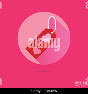 Gift tag for valentines day flat design vector icon Stock Vector