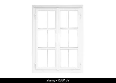 Isolated window frame on white. Old traditional white window Stock Photo