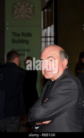 Russian oligarch Boris Berezovsky leaves the High Court on Nov 14, 2011 in London, during a legal battle with fellow tycoon Roman Abramovich. Stock Photo