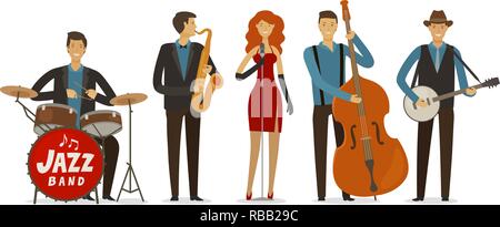 Jazz band. Blues music, musical festival concept. Cartoon vector illustration Stock Vector
