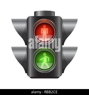Realistic traffic lights for pedestrians - vector illustration Stock Vector