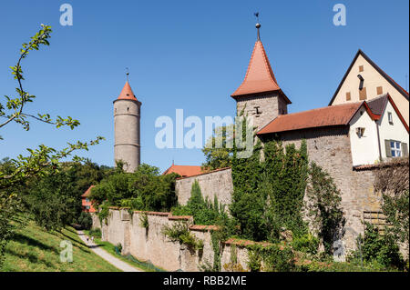 Part of the town wall at Dinkelsbühl, Central Franconia, Bavaria, Germany Stock Photo