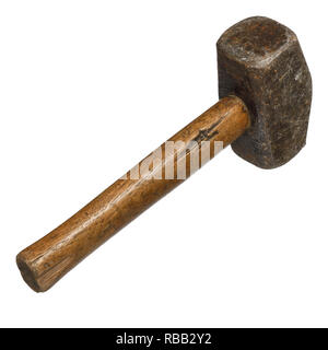 An old and used club hammer with a wooden shaft Stock Photo