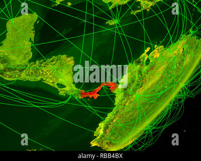 Panama on green model of planet Earth with network at night. Concept of ...
