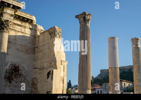 Monastiraki Square offered an amazing view of Acropolis. It is an amazing and inspiring feeling to be so close to real antiquity. Stock Photo