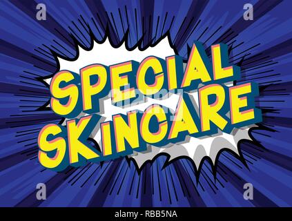 Special Skincare - Vector illustrated comic book style phrase on abstract background. Stock Vector