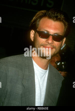 WESTWOOD, CA - JULY 29: Actor Christian Slater attends Warner Bros. Pictures' 'The Fugitive' Premiere on July 29, 1993 at the Mann Village Theatre in Westwood, California. Photo by Barry King/Alamy Stock Photo Stock Photo