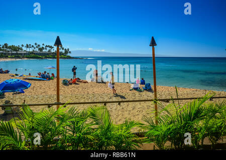 Napili Bay Beach, Maui, Hawaii. Located between Kaanapali and Kapalua on the northwest coast. Stock Photo