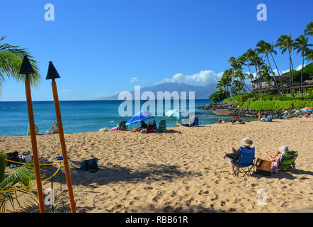 Napili Bay Beach, Maui, Hawaii. Located between Kaanapali and Kapalua on the northwest coast. Stock Photo