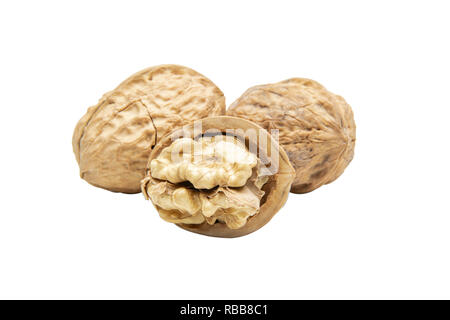 Close up walnut isolate on white background with clipping path. Stock Photo