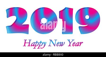 2019 Happy New Year background. Vector illustration. Holiday greeting card with isolated numbers. Stock Vector