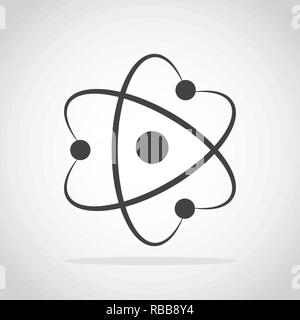 Molecule icon in flat design. Vector illustration. Gray Atom icon isolated Stock Vector