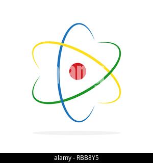 Molecule icon in flat design. Vector illustration. Colored Atom icon isolated Stock Vector