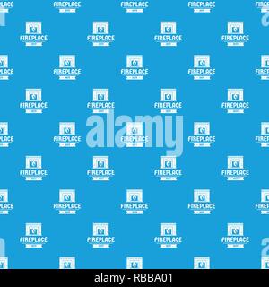Fireplace pattern vector seamless blue Stock Vector