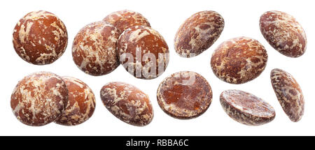 Traditional russian gingerbread isolated on white background with clipping path, biscuits collection, baked chocolate cookies Stock Photo