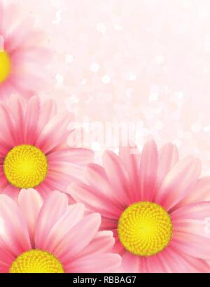 Background with pink daisy flowers. Vector illustration Stock Vector