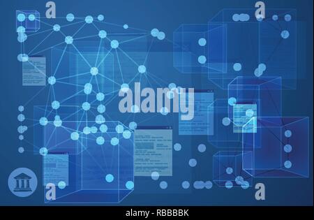 Connected Ledger Network Abstract Illustration to avoid Bank Fraud as EPS 10 Fle Stock Vector