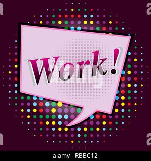 Work banner with comic text effects, stock vector Stock Vector