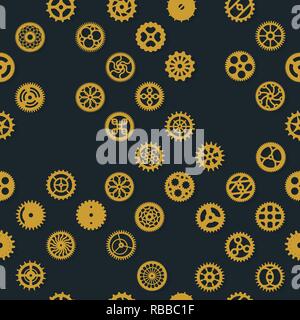 Creative steampunk background design. Vector clockwork gears seamless texture infinite cogwheel pattern Stock Vector