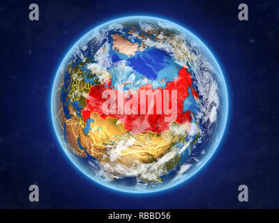 Russia from space. Planet Earth with country borders and